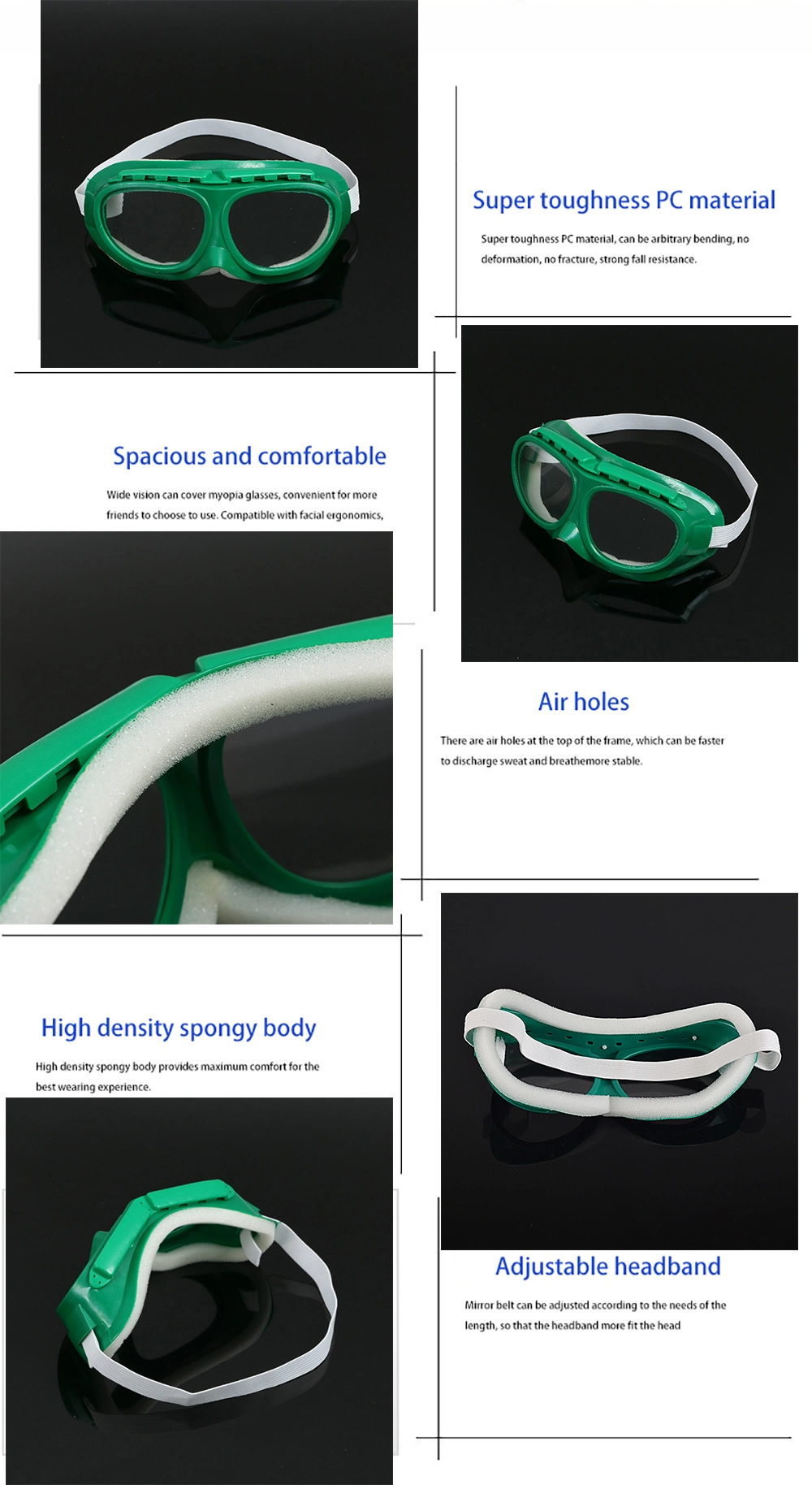 Transparent Anti Dust/Fogging/Spatter Goggle Safety Glasses Highly Impact Resistance