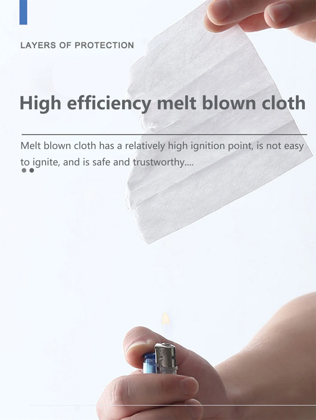 Two Layers of Non-Woven Cloth, Two Layers of Melt-Blown Fabric, One Layer of Hot Air Cotton 5ply KN95 Face Masks